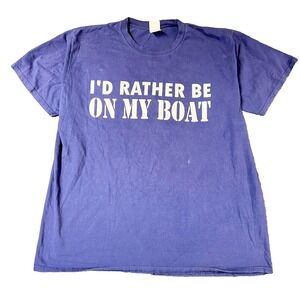Vintage Funny Boat Shirt Mens XL Extra Large Purple Short Sleeve Boating Graphic